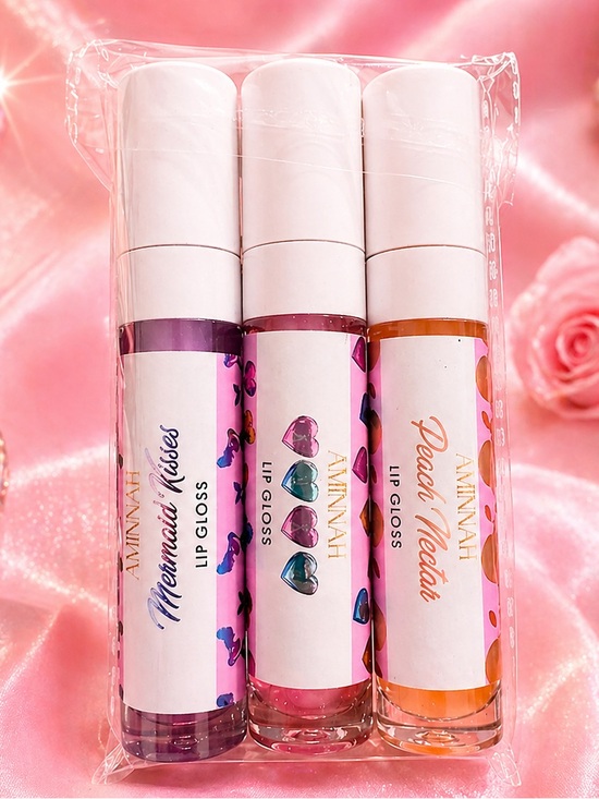 Aminnah Other - AMINNAH Lip Gloss Trio — Purple, Pink, Peach